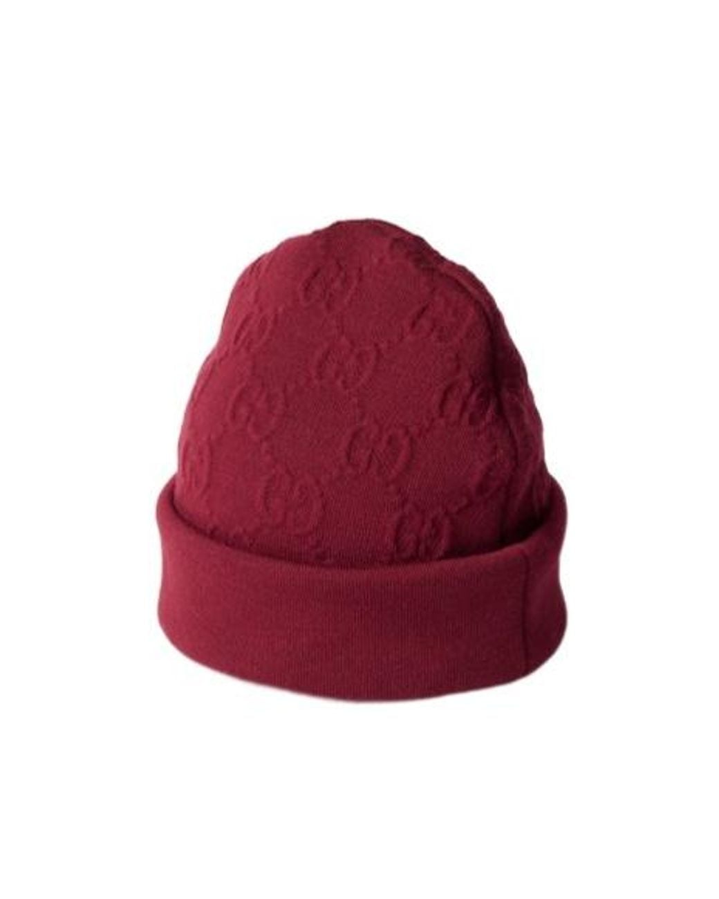 Gucci Red Gg Jacquard Knitted Beanie for men