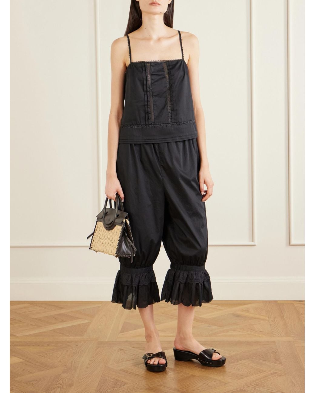 Staud Black Light Cotton Cropped Pants