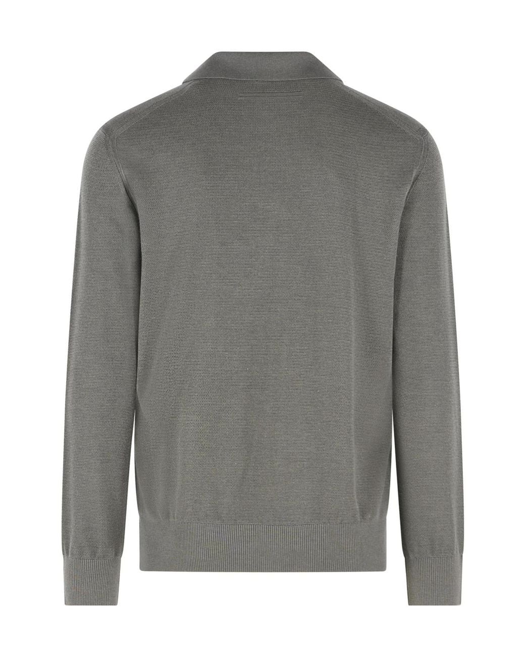 Zegna Gray Mole Ribbed Knit Sweater for men