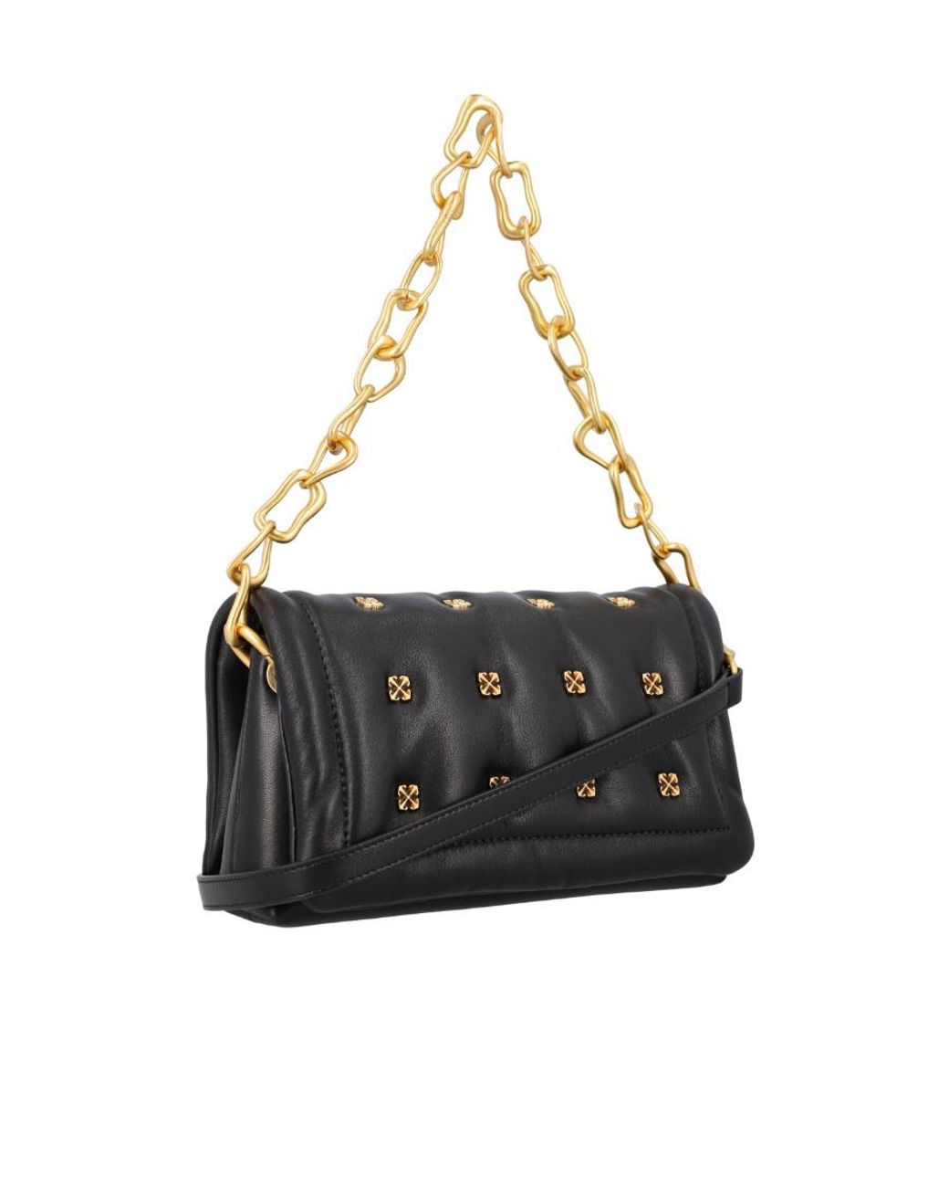 Off-White c/o Virgil Abloh Black Logo Plaque Quilted Crossbody Bag