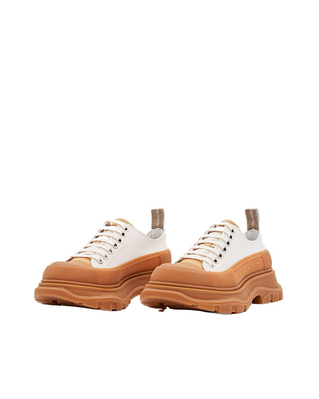 McQueen White Tread Slick Lace-Up Sneakers