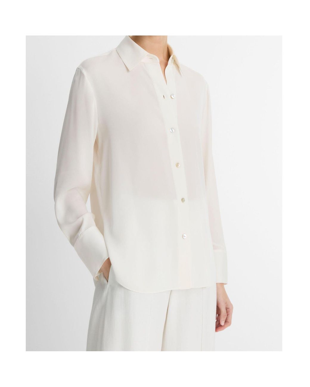Vince White Buttoned-Collared Shirt