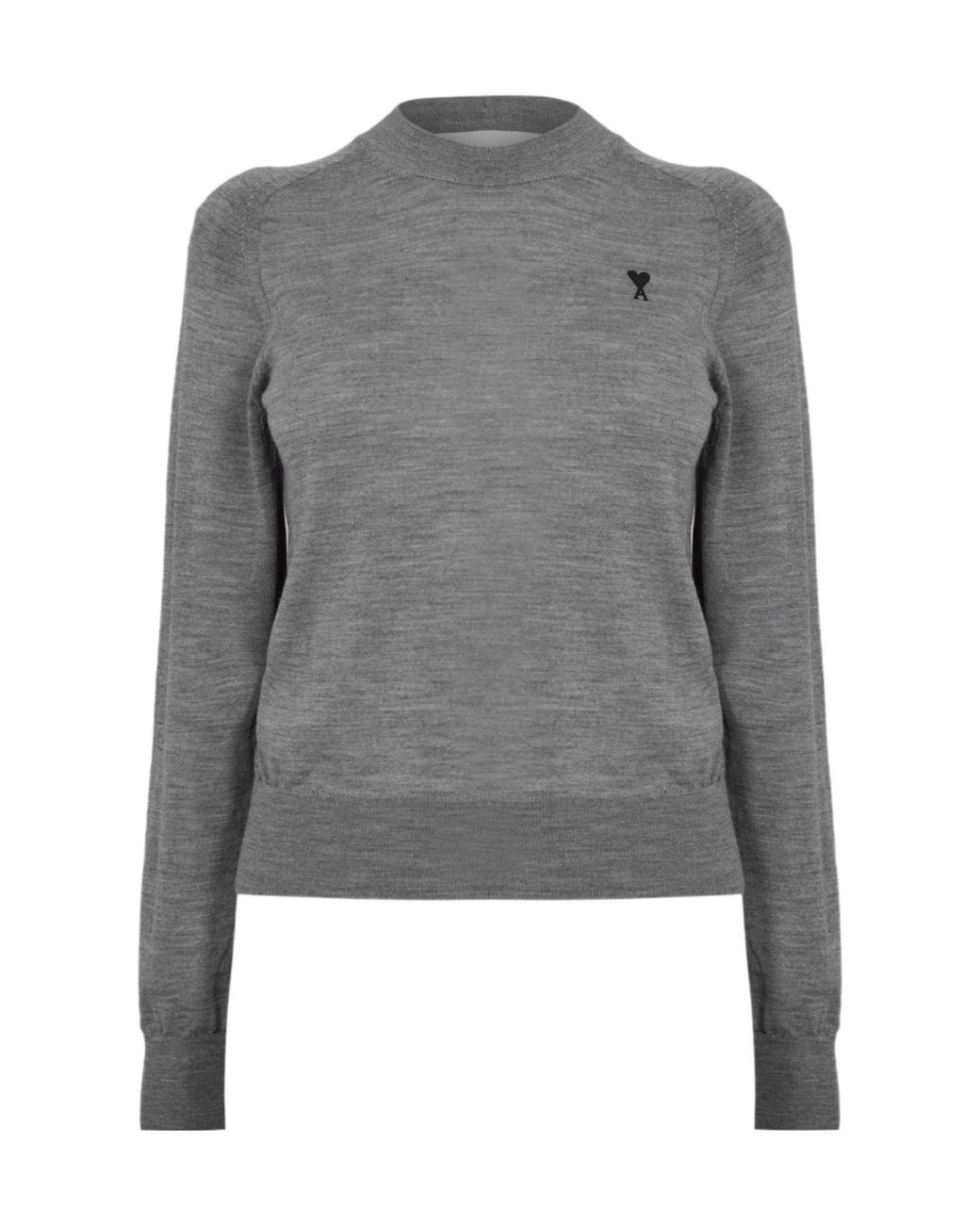 AMI Gray Knitted Crew Neck Sweater