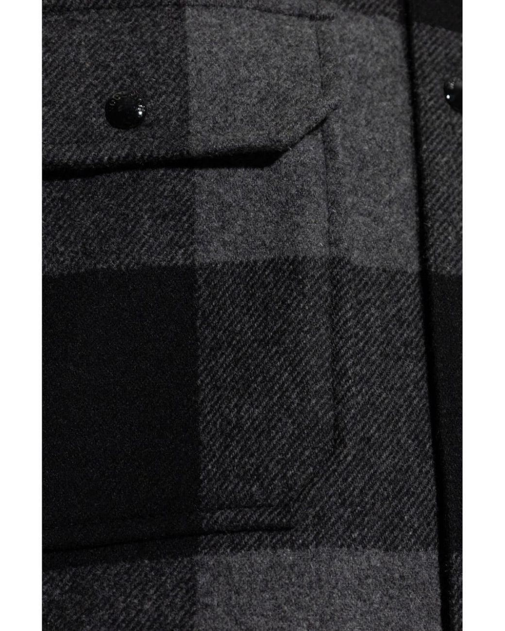 Woolrich Black Check-Pattern Wool Shirt for men