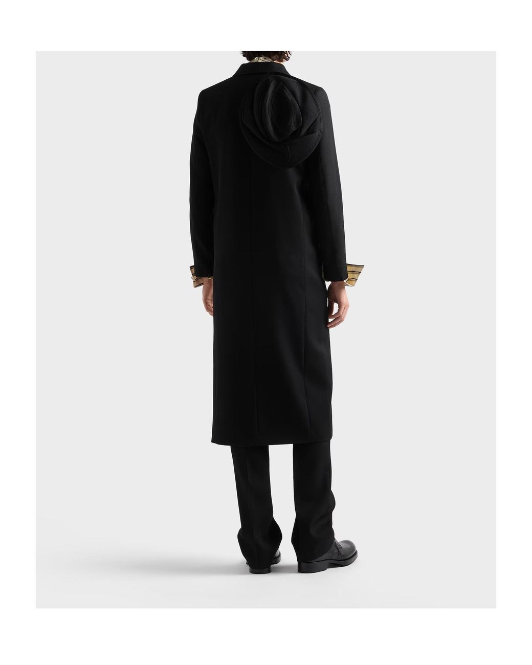 Prada Black Double-Breasted Wool Coat for men
