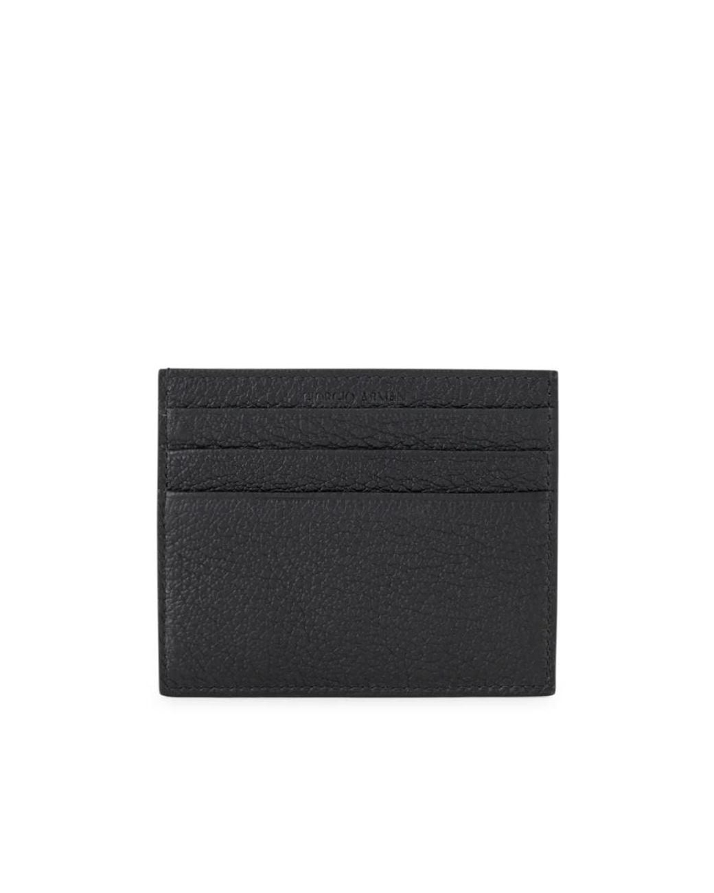 Giorgio Armani Black Logo Printed Card Holder for men