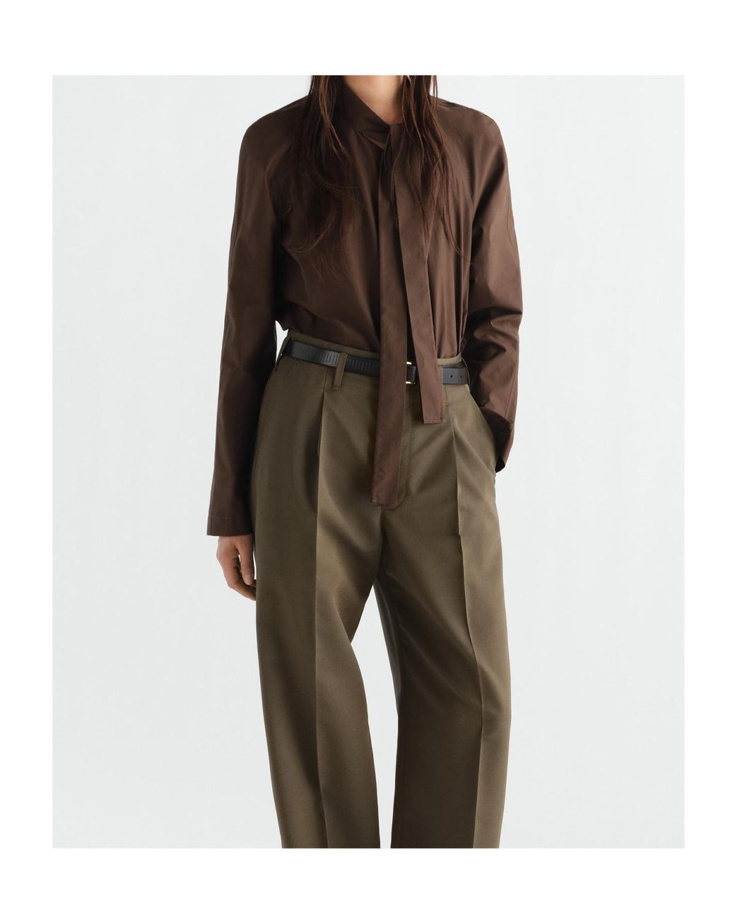 Lemaire Brown Ascot Tie-Neck Blouse