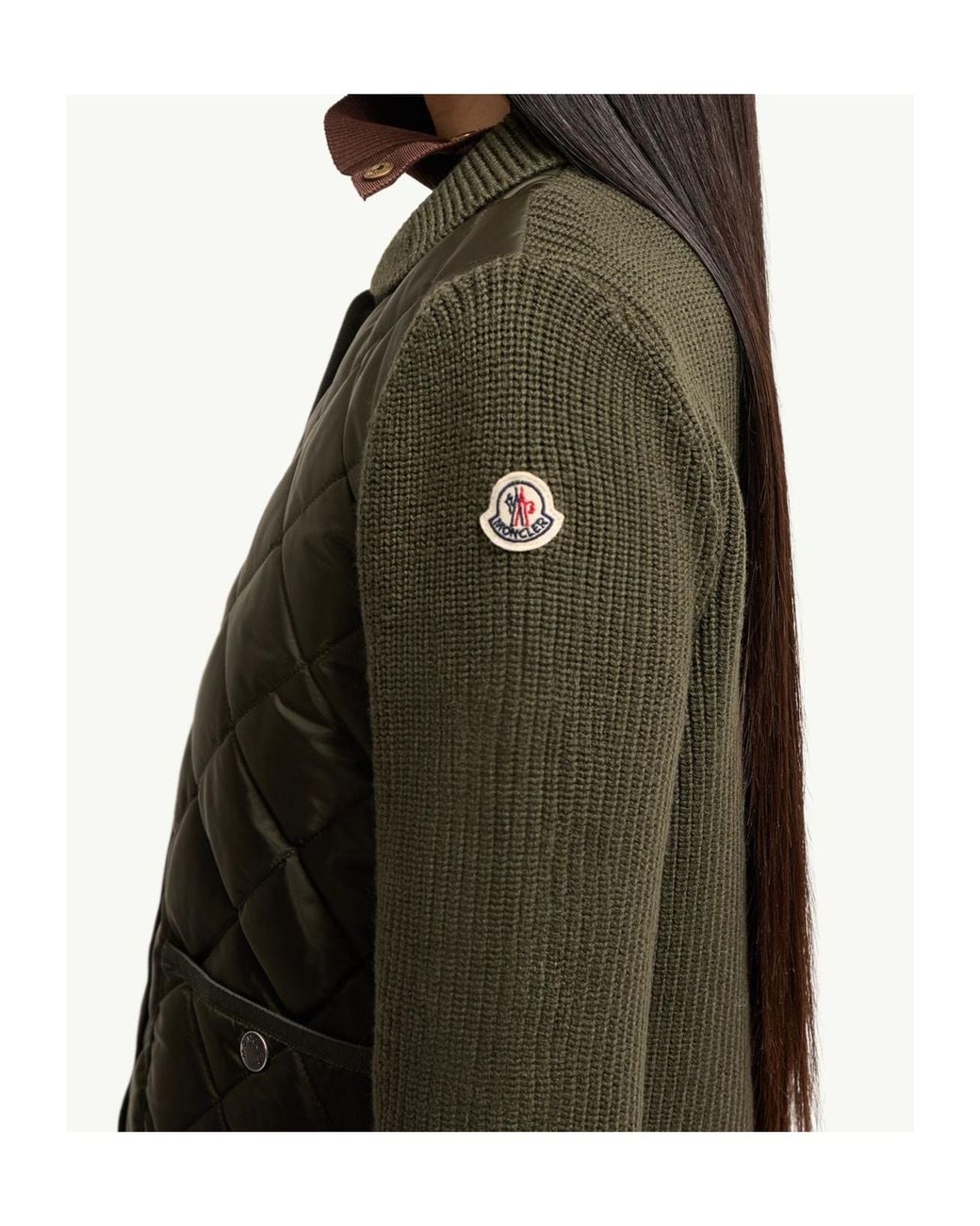 Moncler Green Diamond Quilted Padded Wool Cardigan