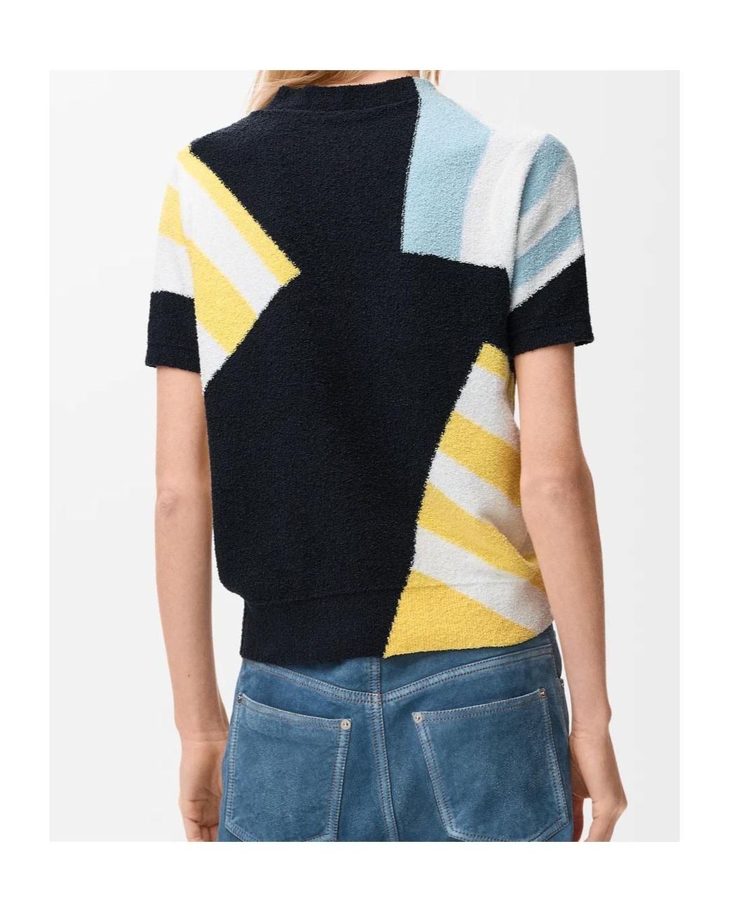 Loewe Blue Striped-Details Knitted Cotton T-Shirt