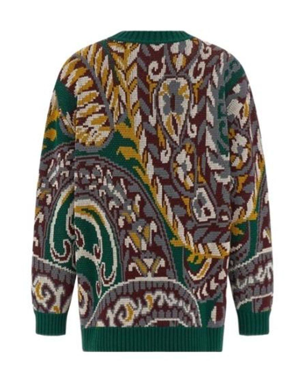 Etro Blue Jacquard Drop Shoulder Jumper