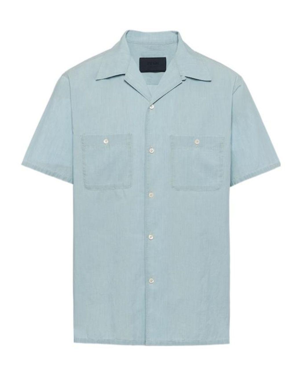 Prada Blue Short-Sleeved Button-Up Shirt for men