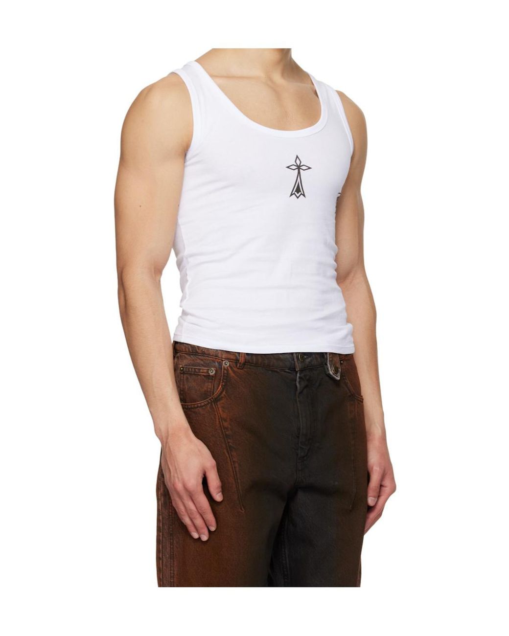 Egonlab White Breizh Crew Neck Vest for men