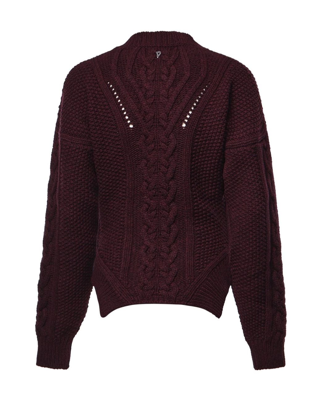 Dondup Purple Cable-Knit Crew Neck Knitted Sweater