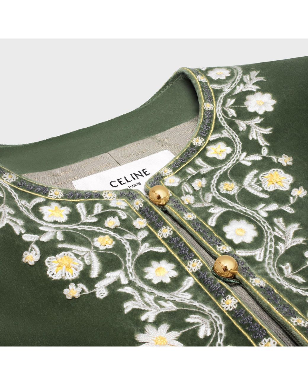 Céline Green Embroidered Chelsea Jacket