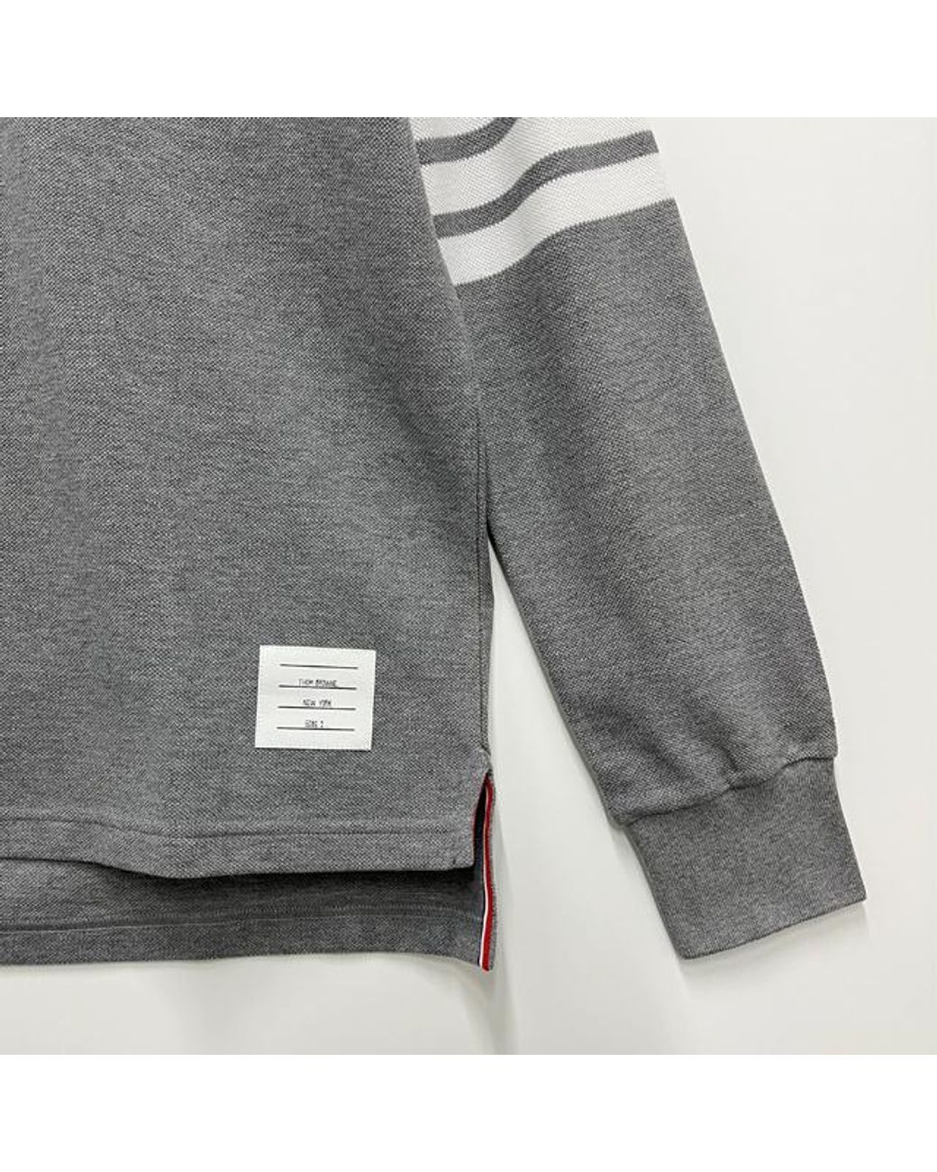 Thom Browne Gray 4-Bar Long-Sleeve Polo Shirt for men