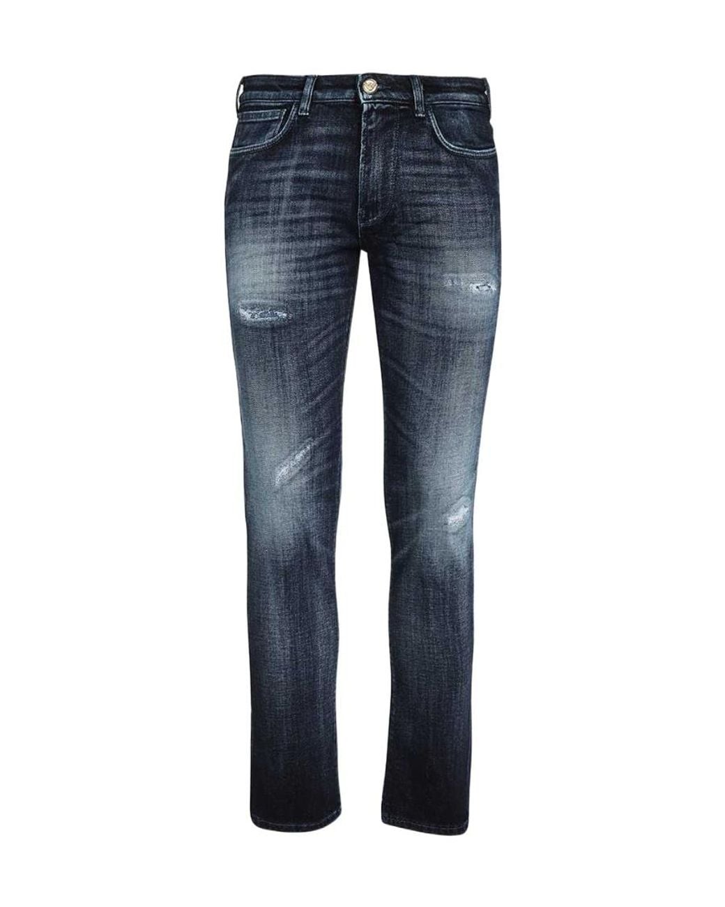 Emporio Armani Blue Light-Wash Straight-Leg Jeans for men