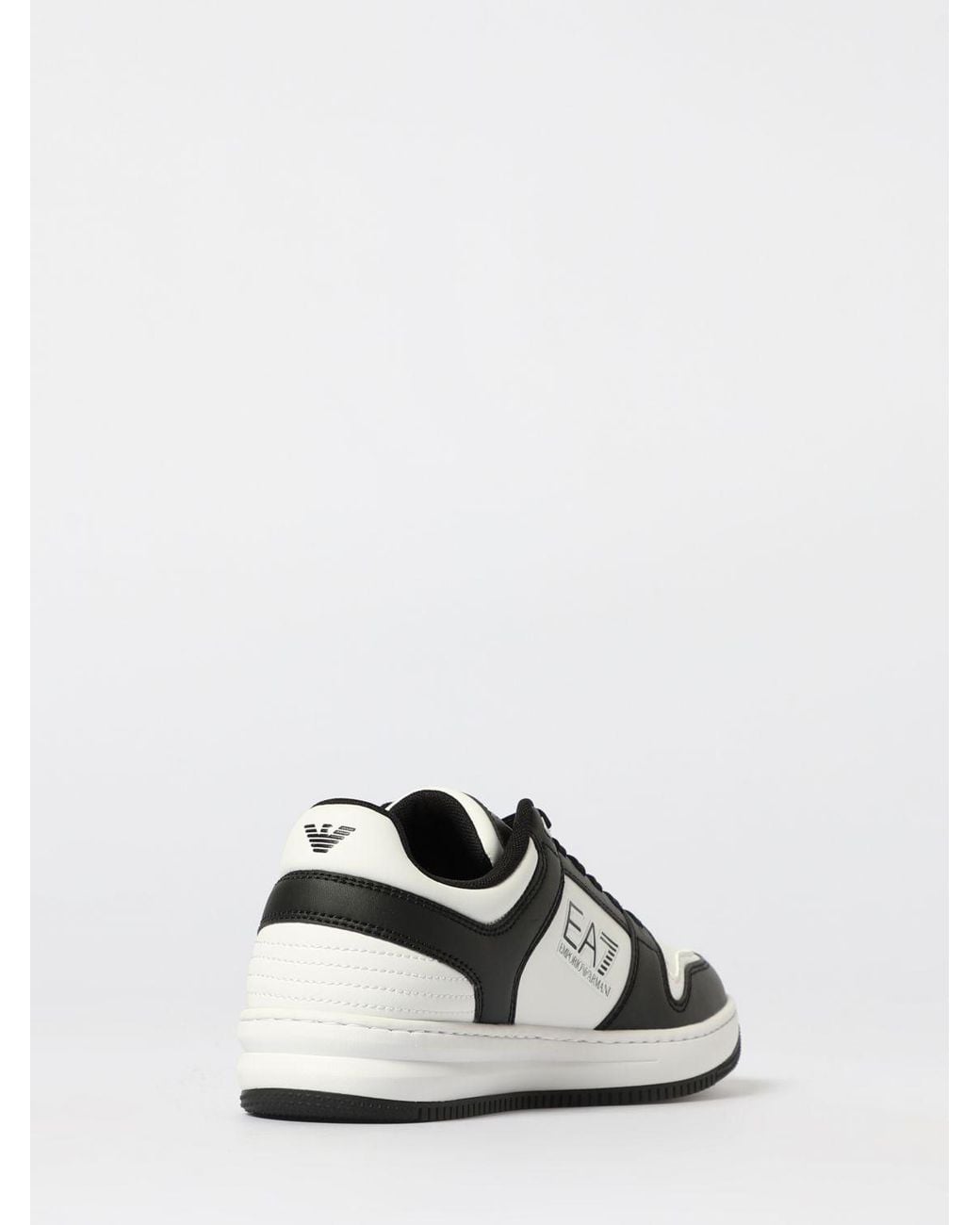 EA7 White Logo Printed Low-Top Sneakers for men