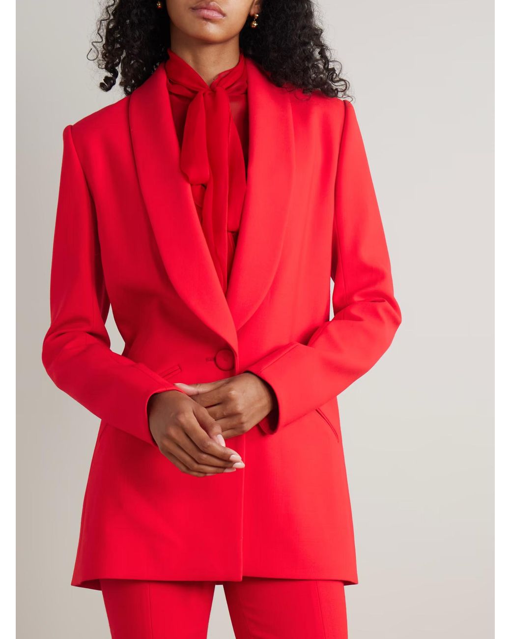 Carolina Herrera Red Wool Blend Suit Jacket