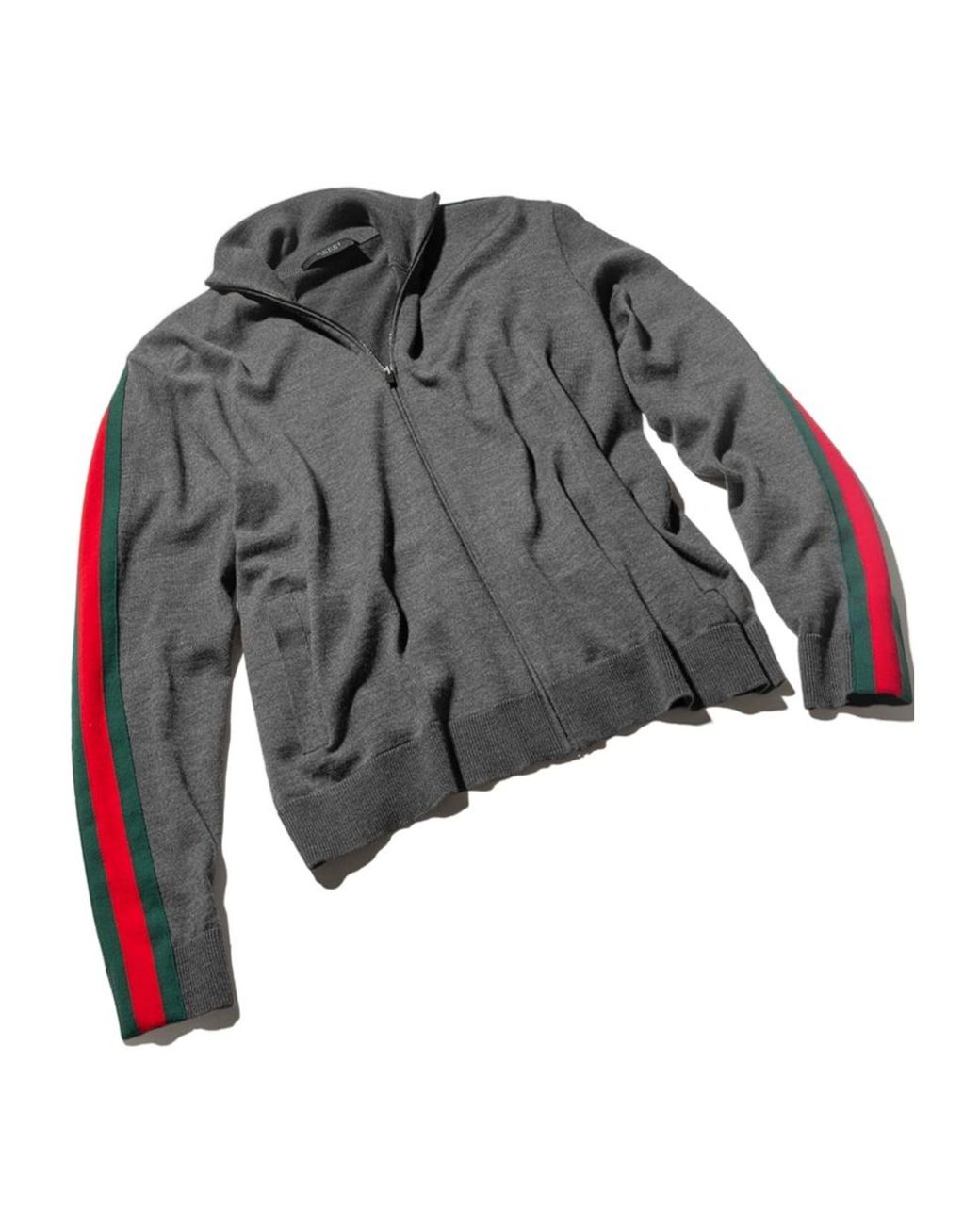 Gucci Gray Fine Wool Zip Jacket With Web for men