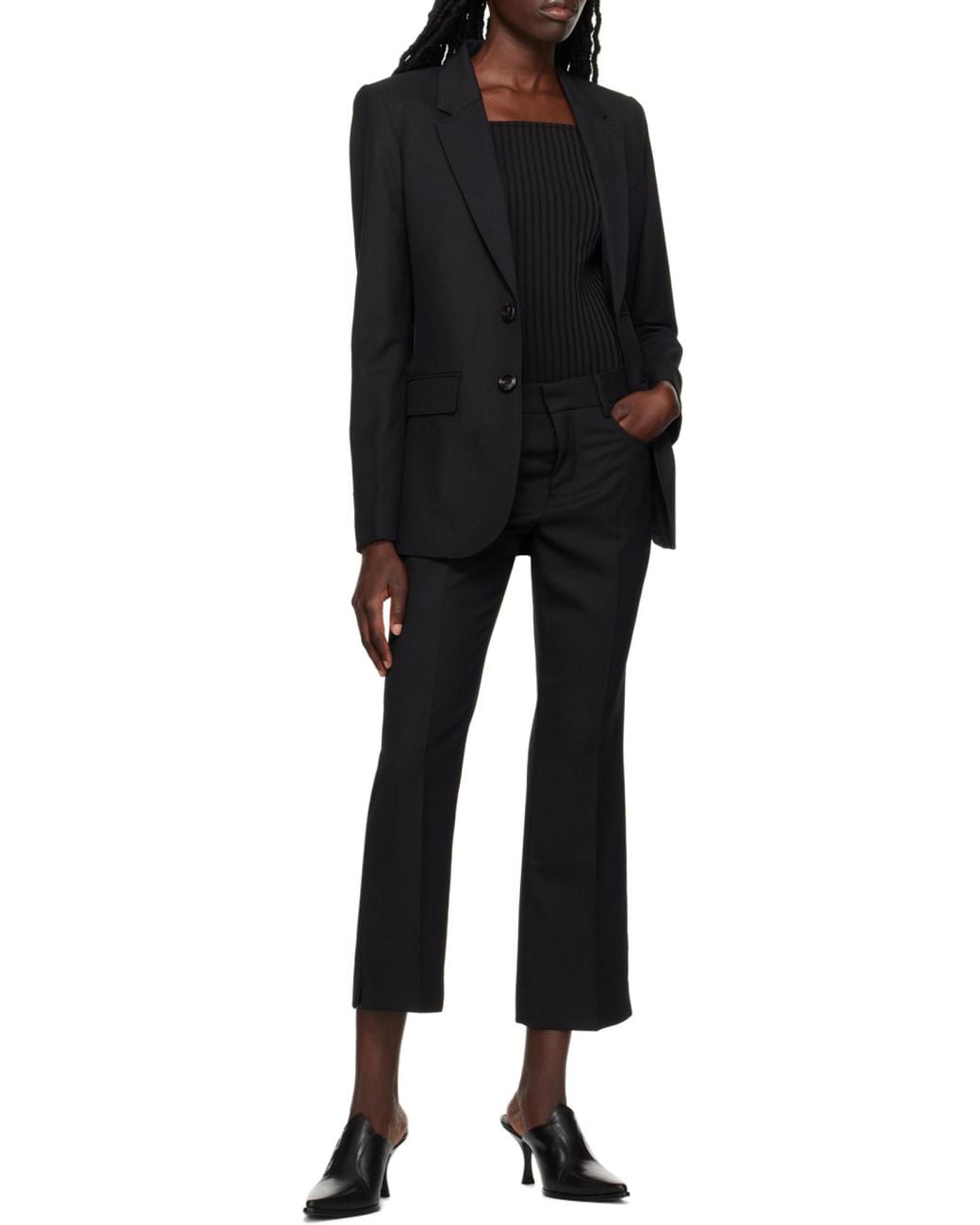AMI Blue Ami Mid-Rise Flared Trousers