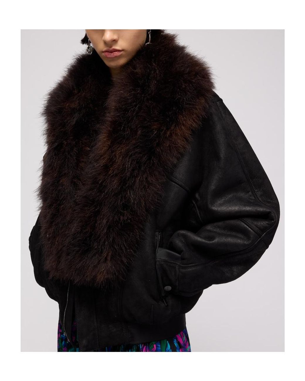 Gucci Black Soft Shearling Bomber Jacket