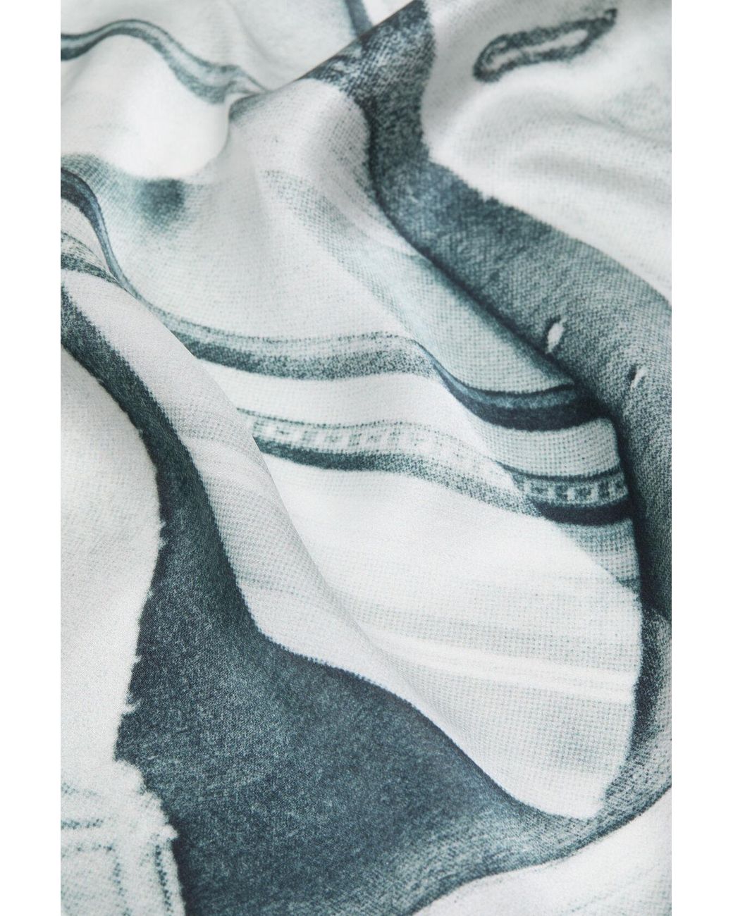 Acne Blue Silk Collage Scarf for men