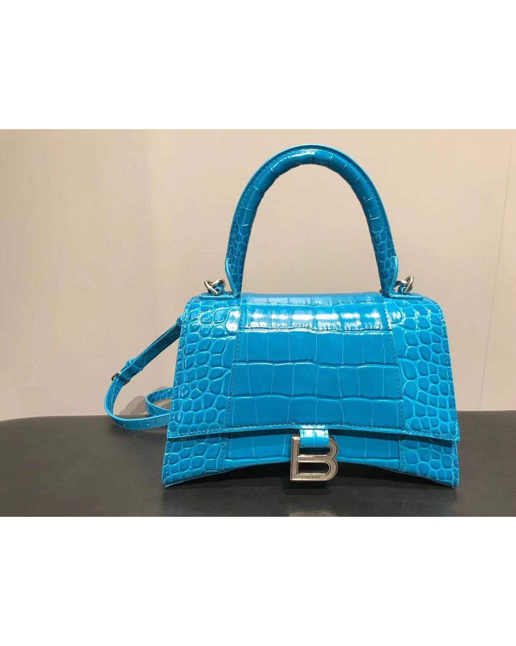 Balenciaga Blue Small Hourglass Tote Bag