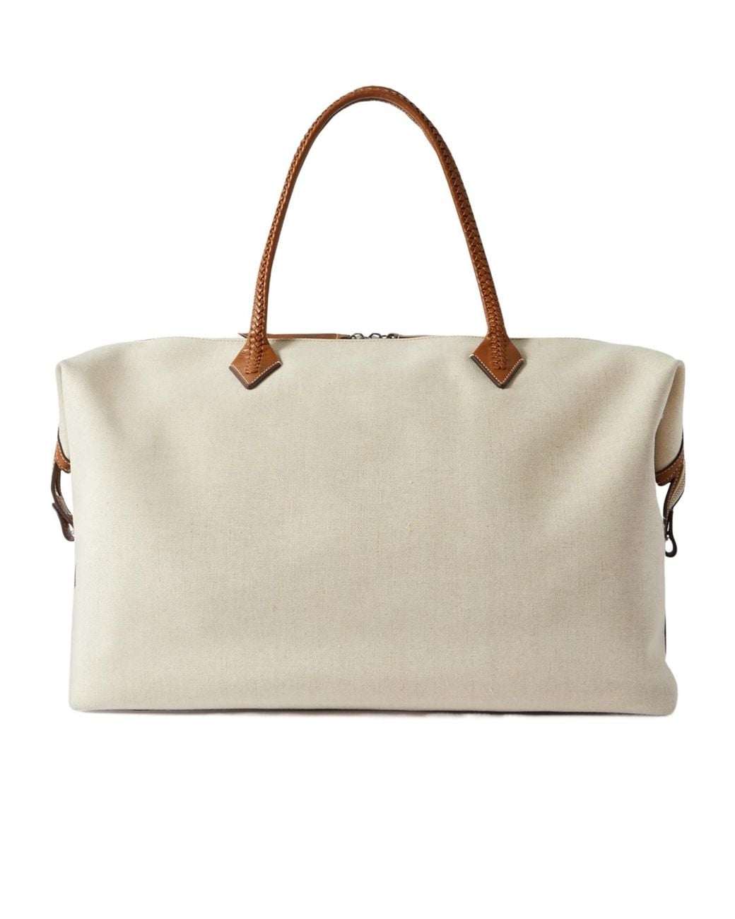 Metier Natural Leather-Trimmed Linen-Canvas Tote