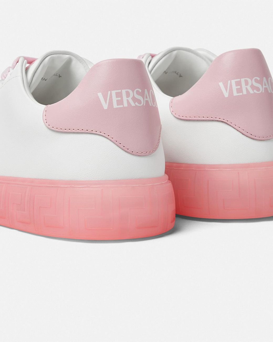 Versace White Greca-Embossed Lace-Up Sneakers