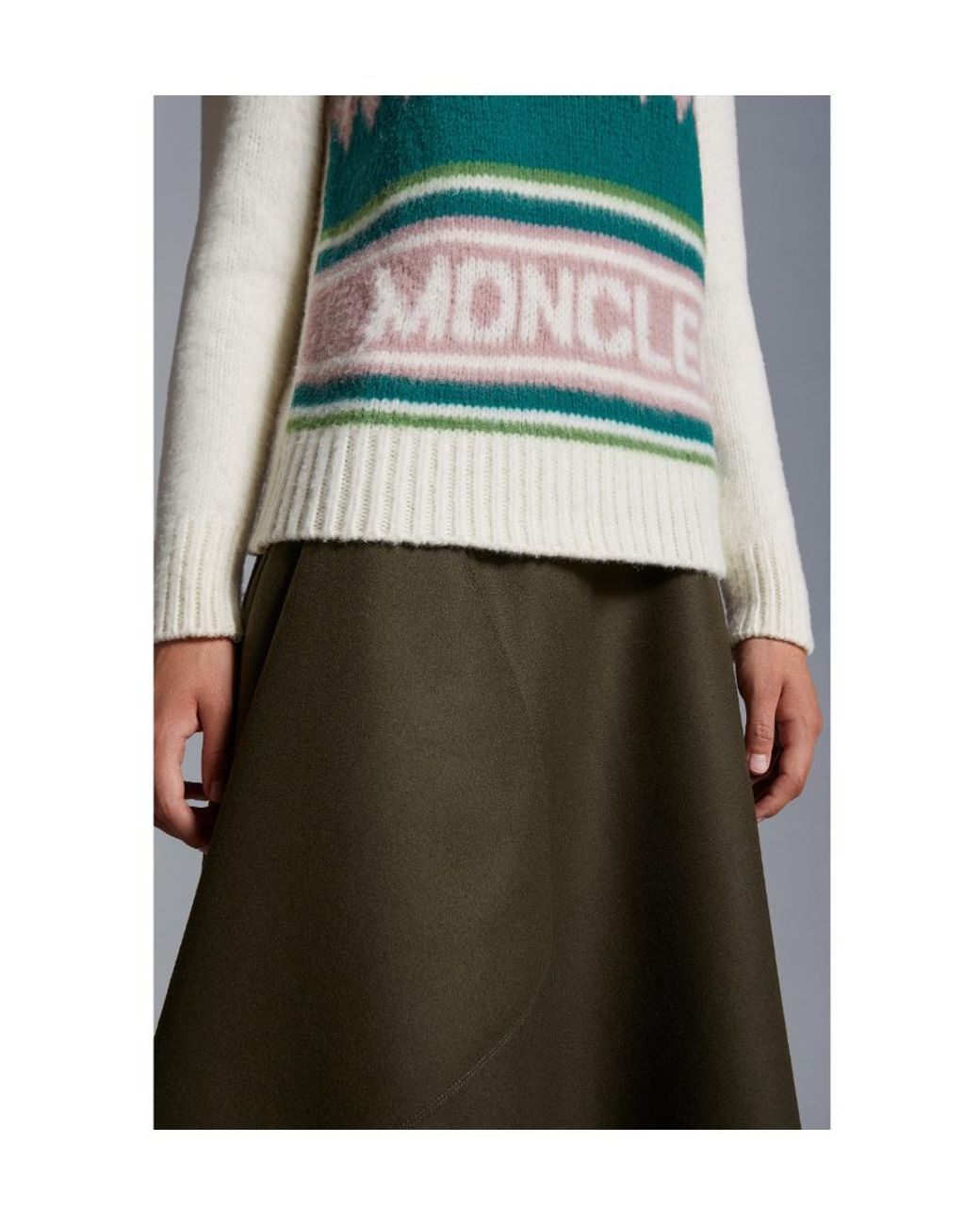 Moncler White Logo Wool Polo Neck Jumper
