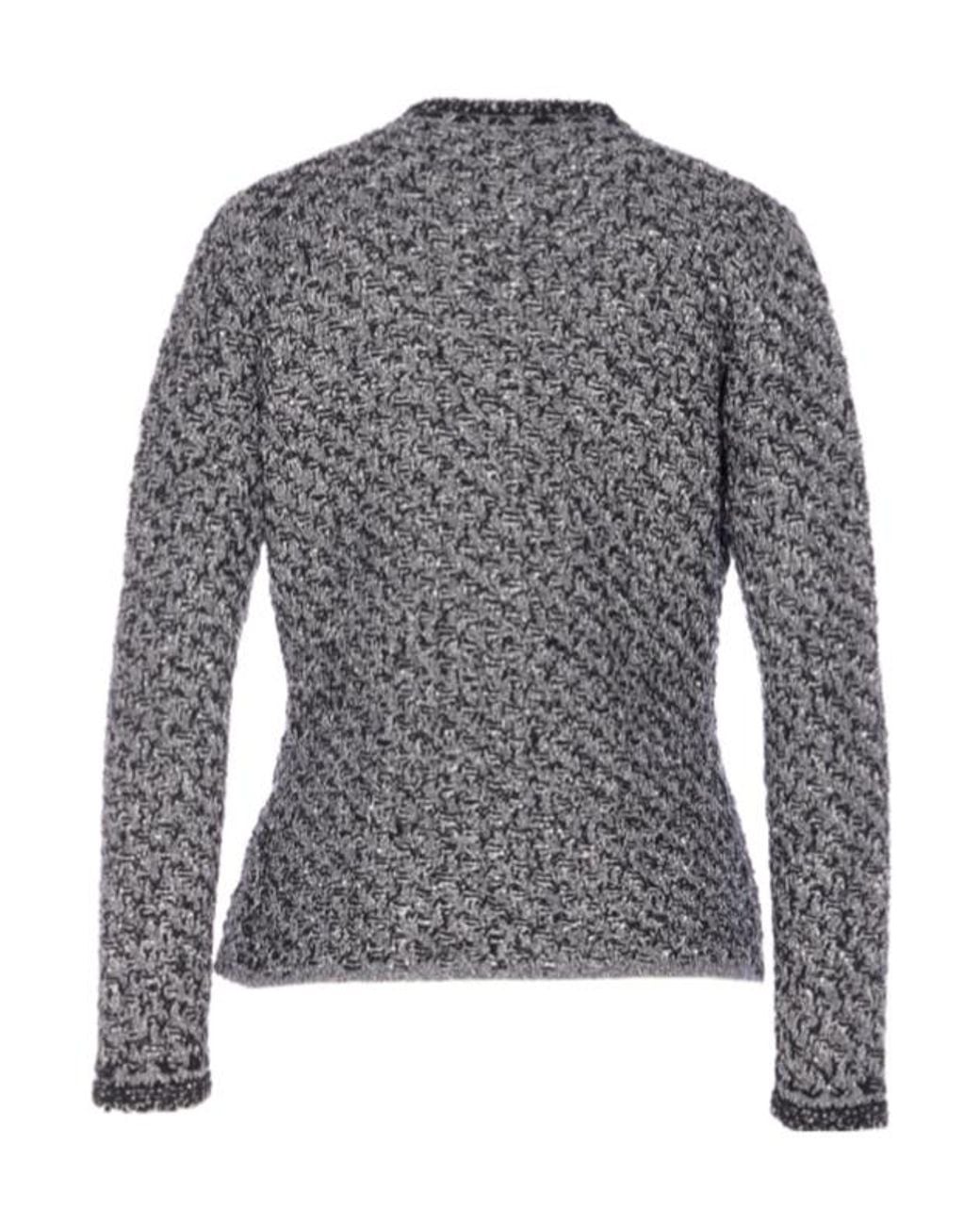 Fabiana Filippi Gray Denim Effect Sequin Tweed Jacket