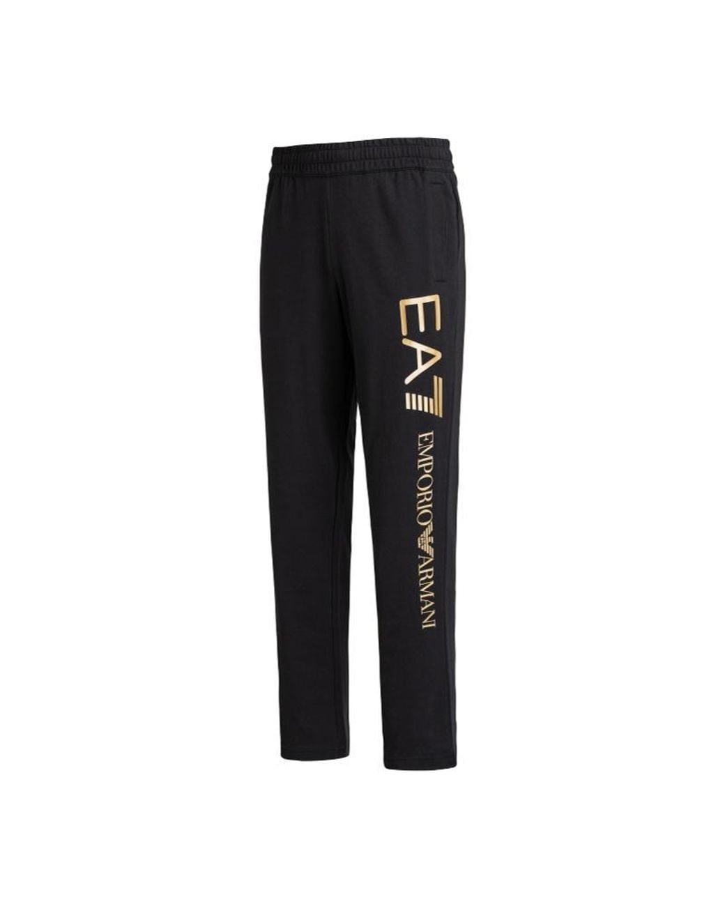 EA7 Black Elastic Waist Casual Pants for men