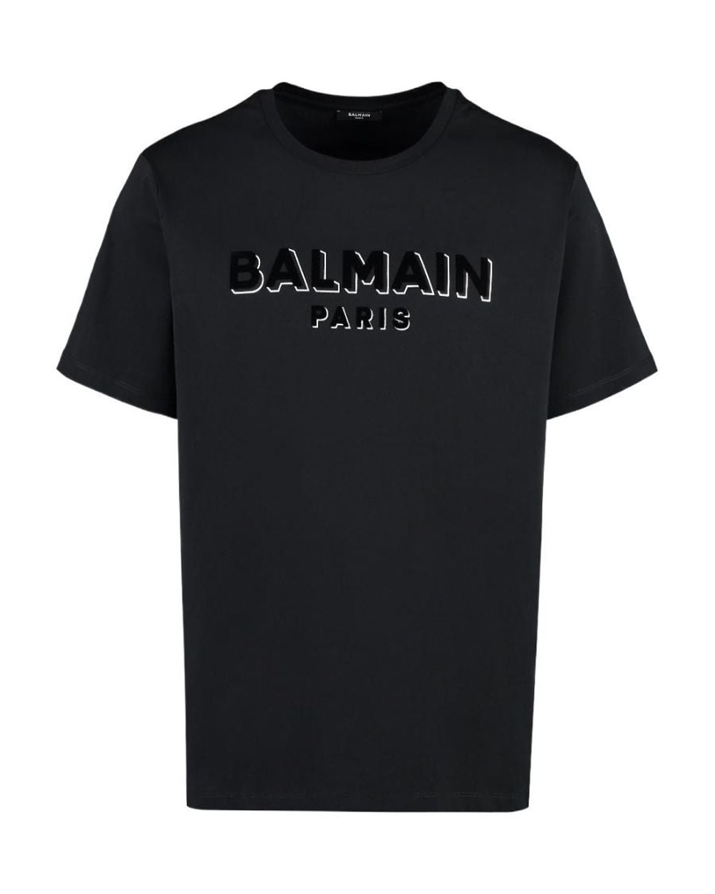 Balmain Black Logo Printed Crewneck T-Shirt for men