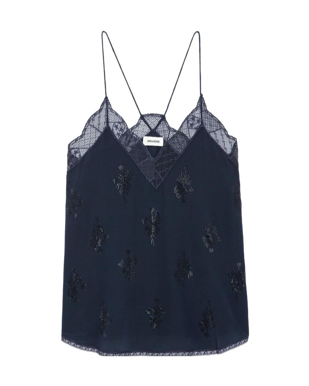 Zadig & Voltaire Blue Christy Lace-Trim Tank Top