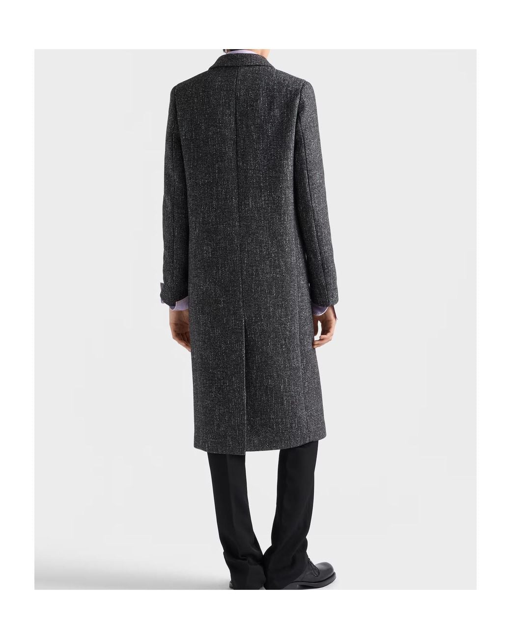 Prada Gray Single-Breasted Wool Blend Coat for men