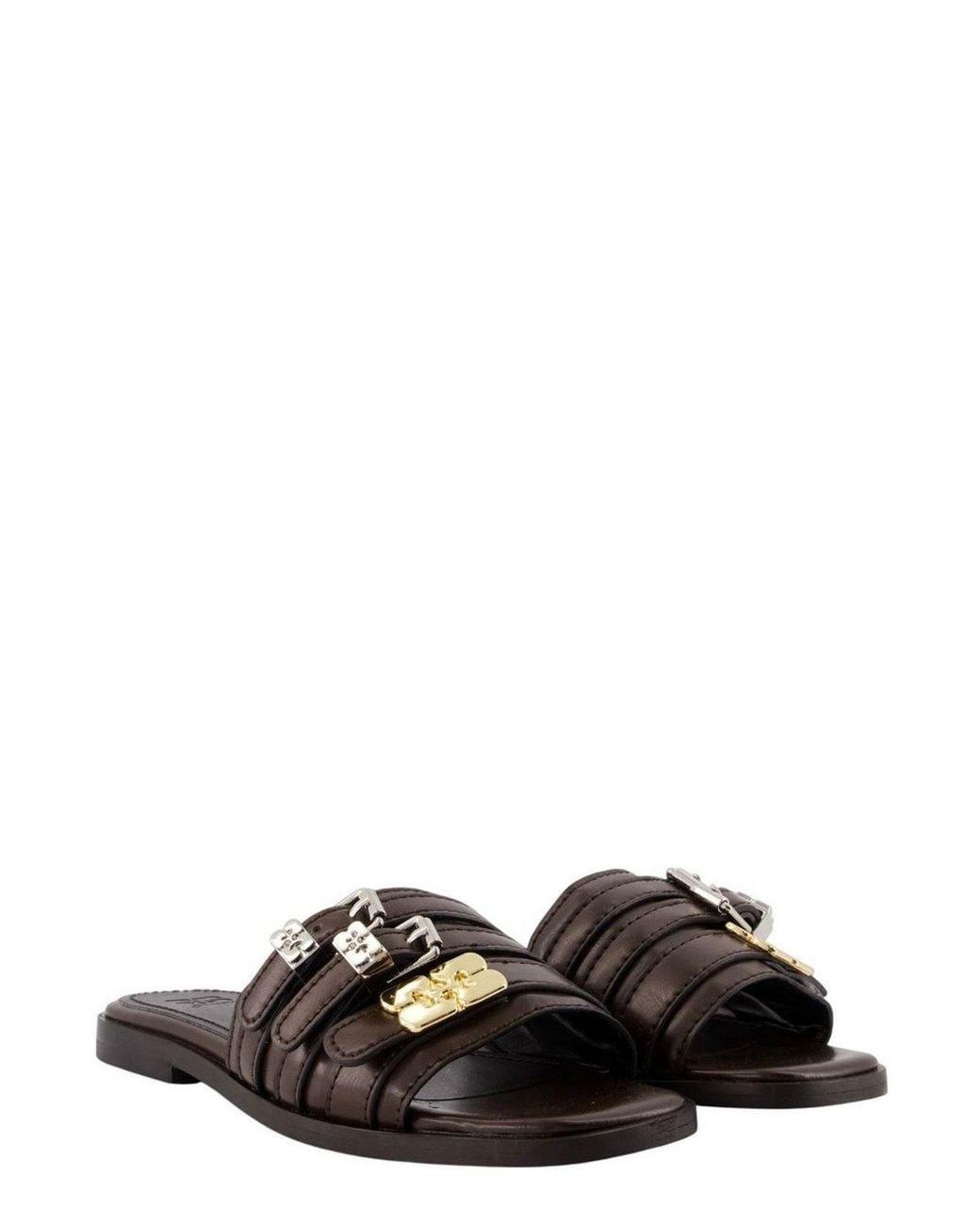 Ganni Multicolor Three-Strap Flat Sandals