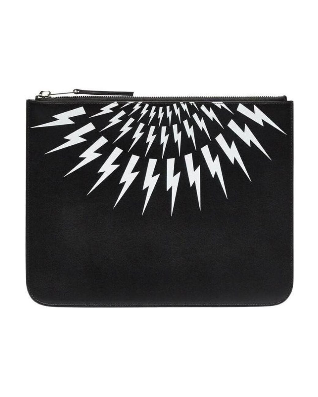 Neil Barrett Black Lightning Pattern Clutch for men