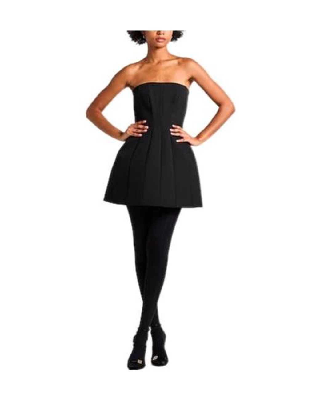 Max Mara Black Strapless Sleeveless Flare Skirt