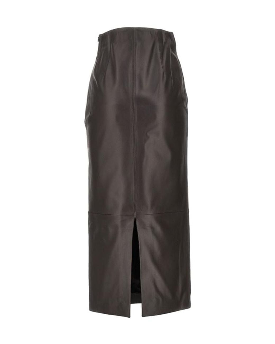 Loulou de Saison Brown Inga Leather Pencil Maxi Skirt