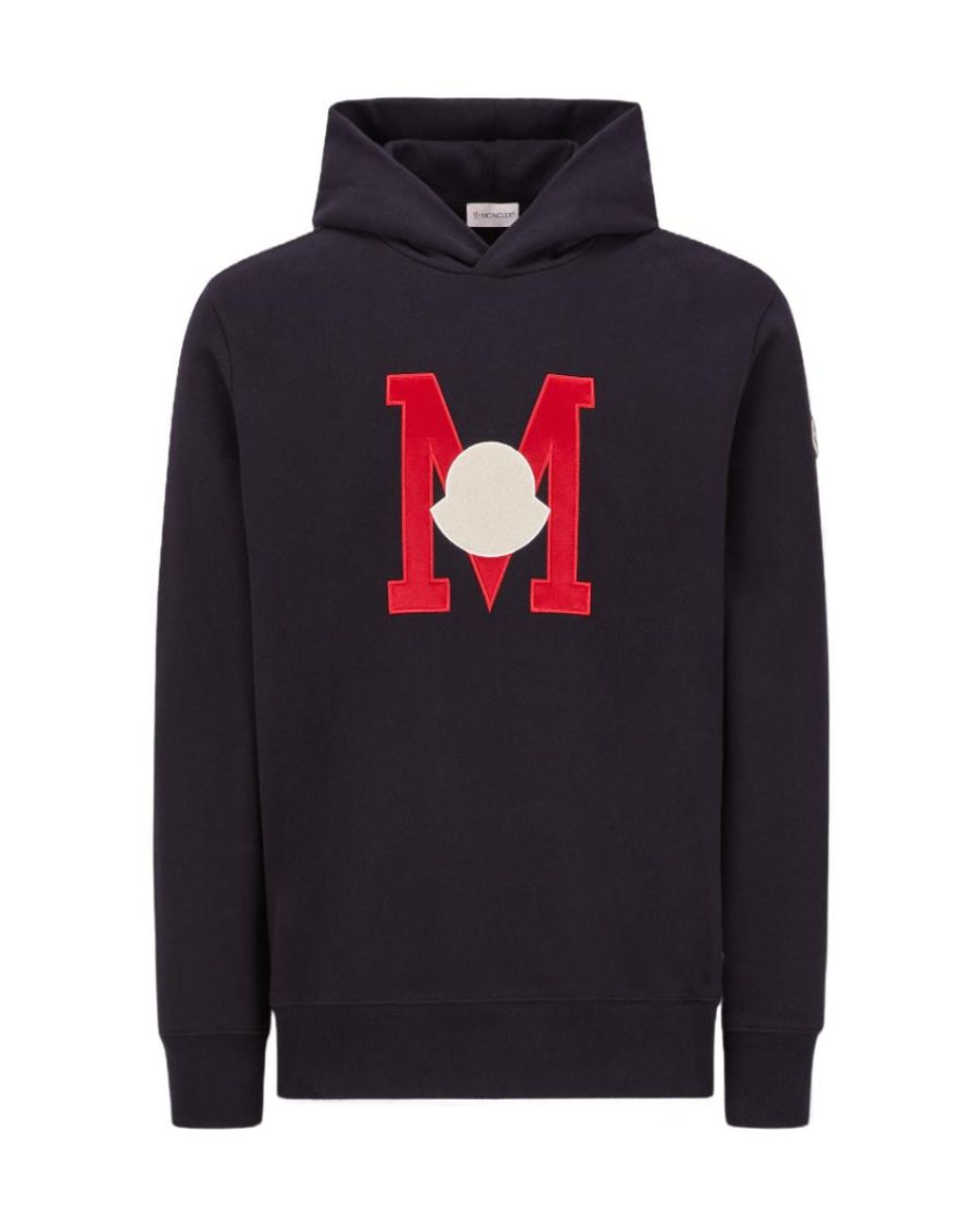 Moncler Blue Logo Embroidered Long-Sleeved Hoodie for men