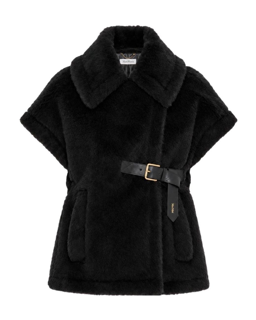 Max Mara Black Alpaca And Wool Teddy Cape