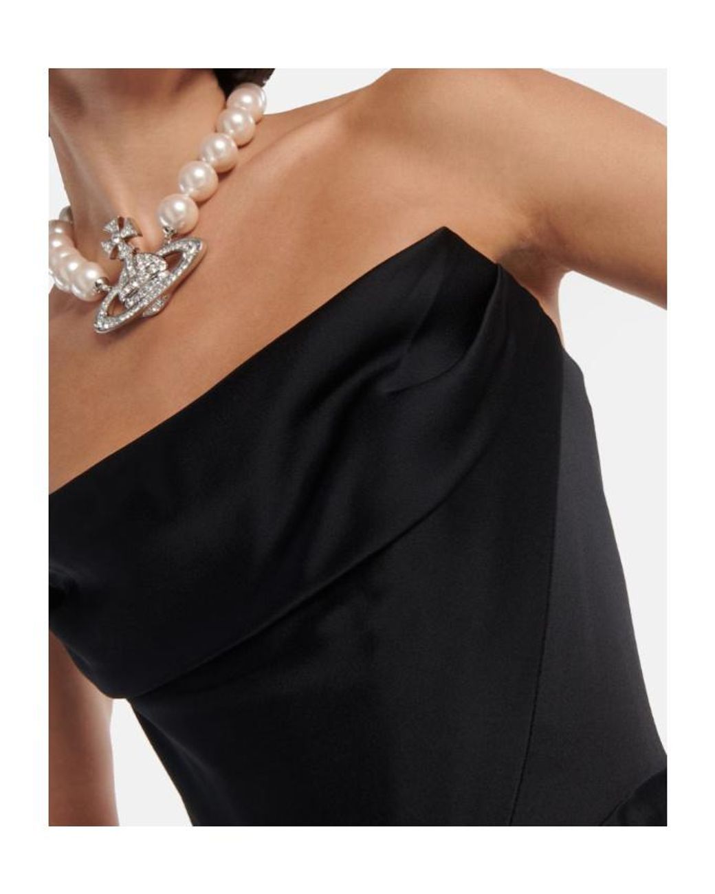 Vivienne Westwood Black Off-Shoulder Satin Gown
