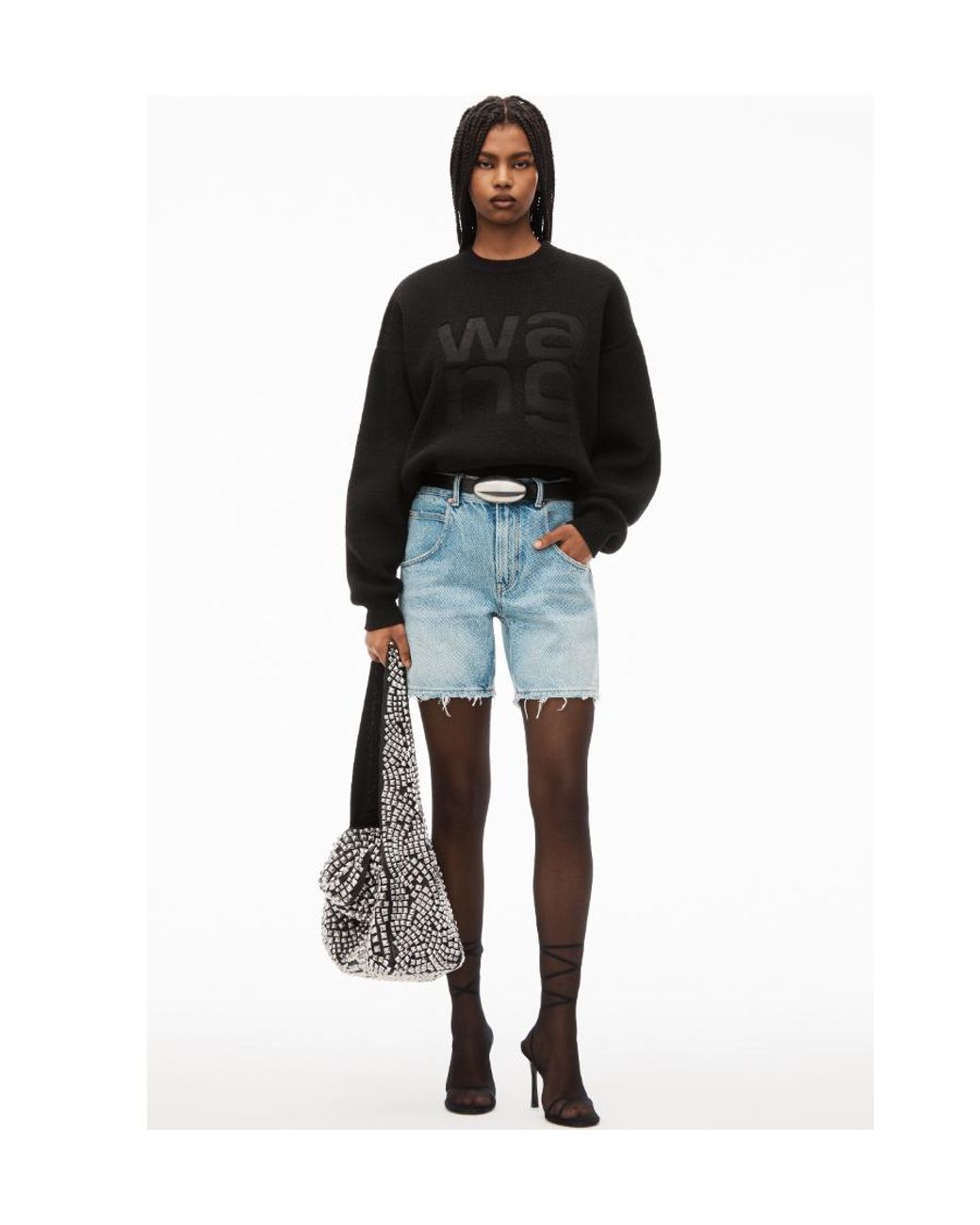 T By Alexander Wang Black Alexander Wang Logo Detailed Knit Sweater