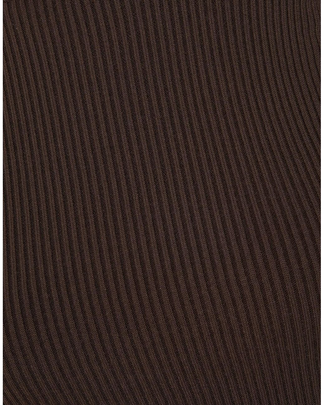 Max Mara Brown Solid Color Slim-Fit Knit Sweater