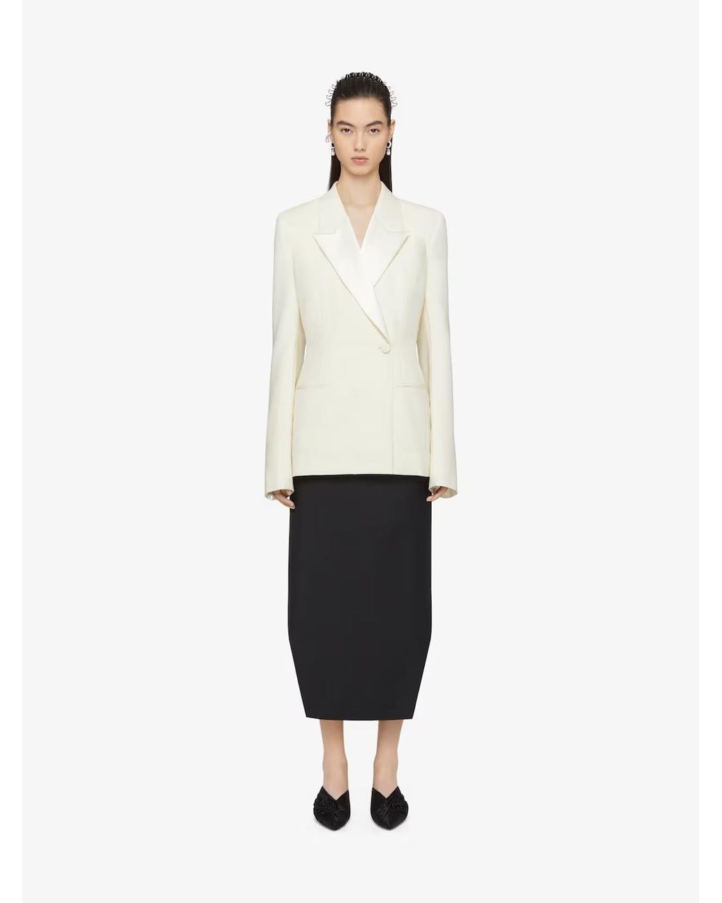 Givenchy Black Asymmetric Tailored Pencil Skirt