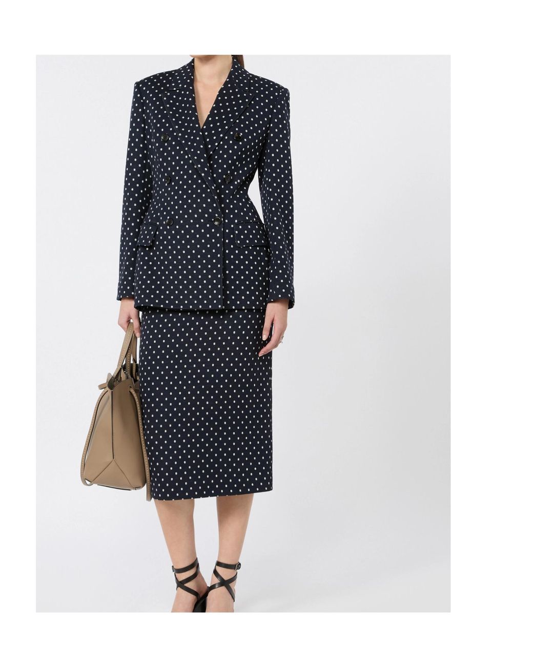 Max Mara Black Polka Dot Jersey Midi Skirt