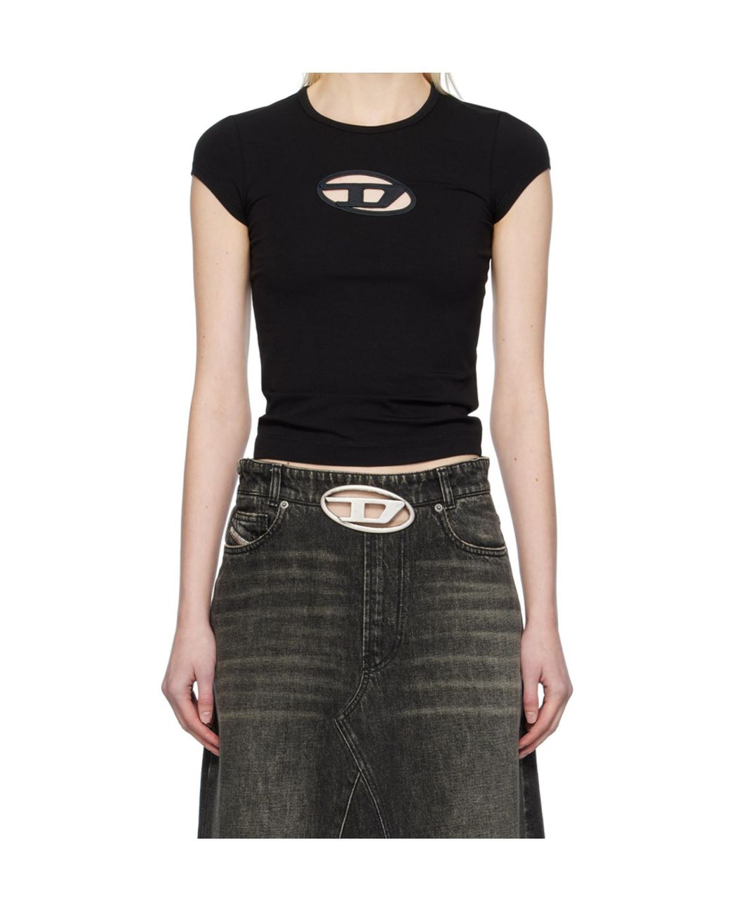 DIESEL Black T-Angie Cut-Out T-Shirt