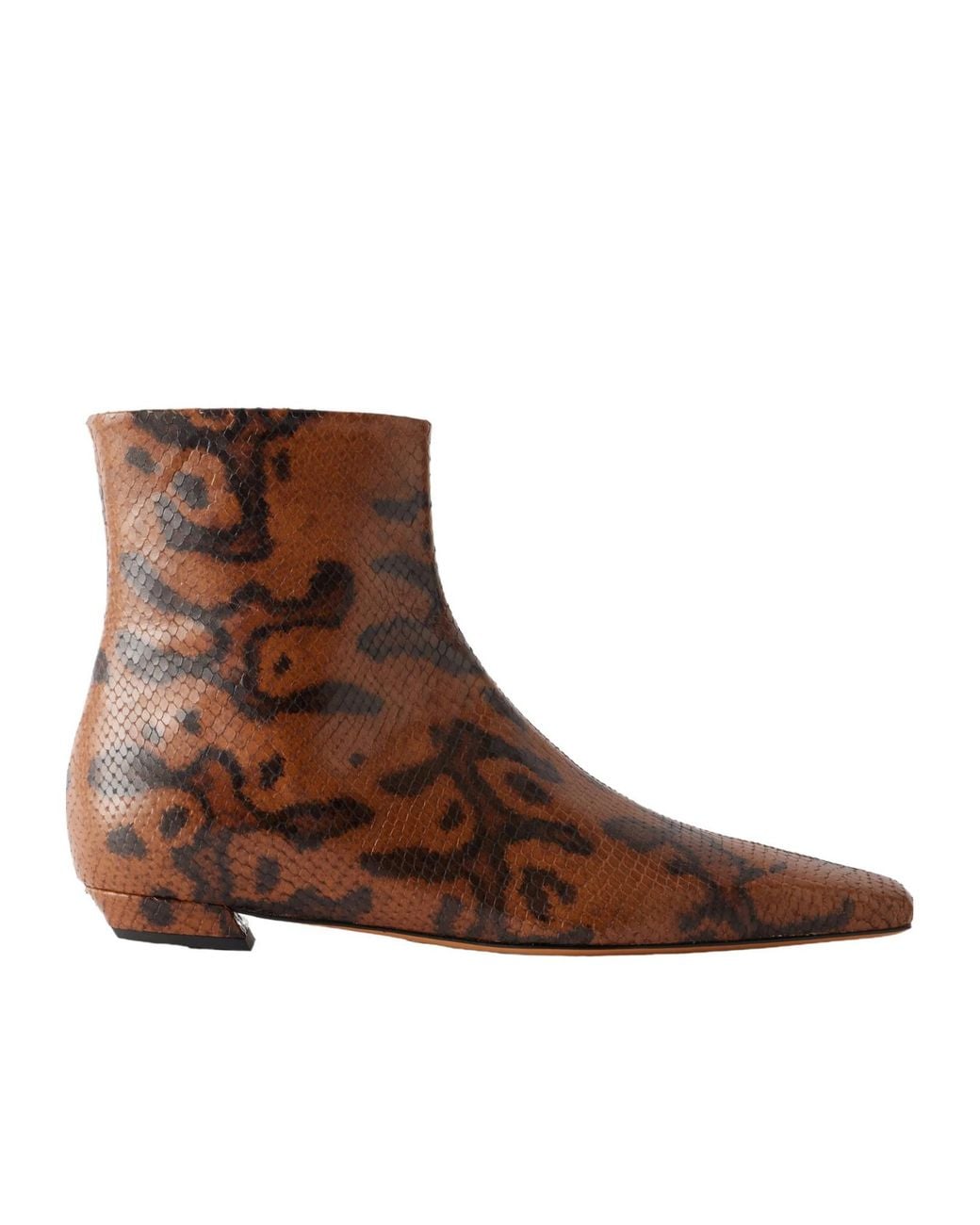 Proenza Schouler Brown Trap Snake-Effect Leather Ankle Boots