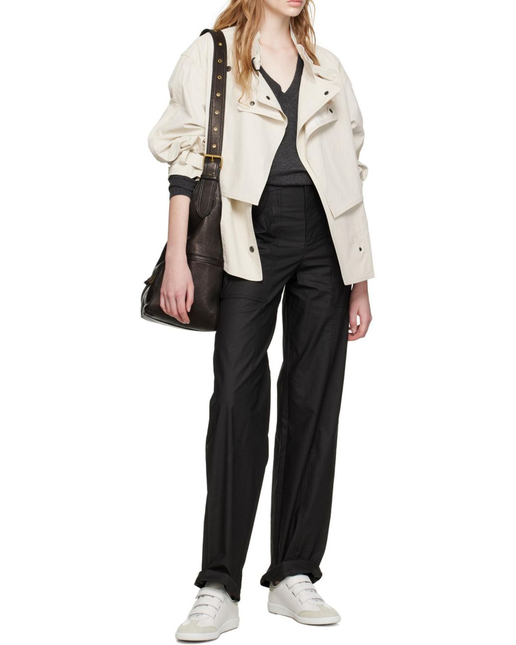 Isabel Marant White Beth Logo Printed Touch-Strap Sneakers