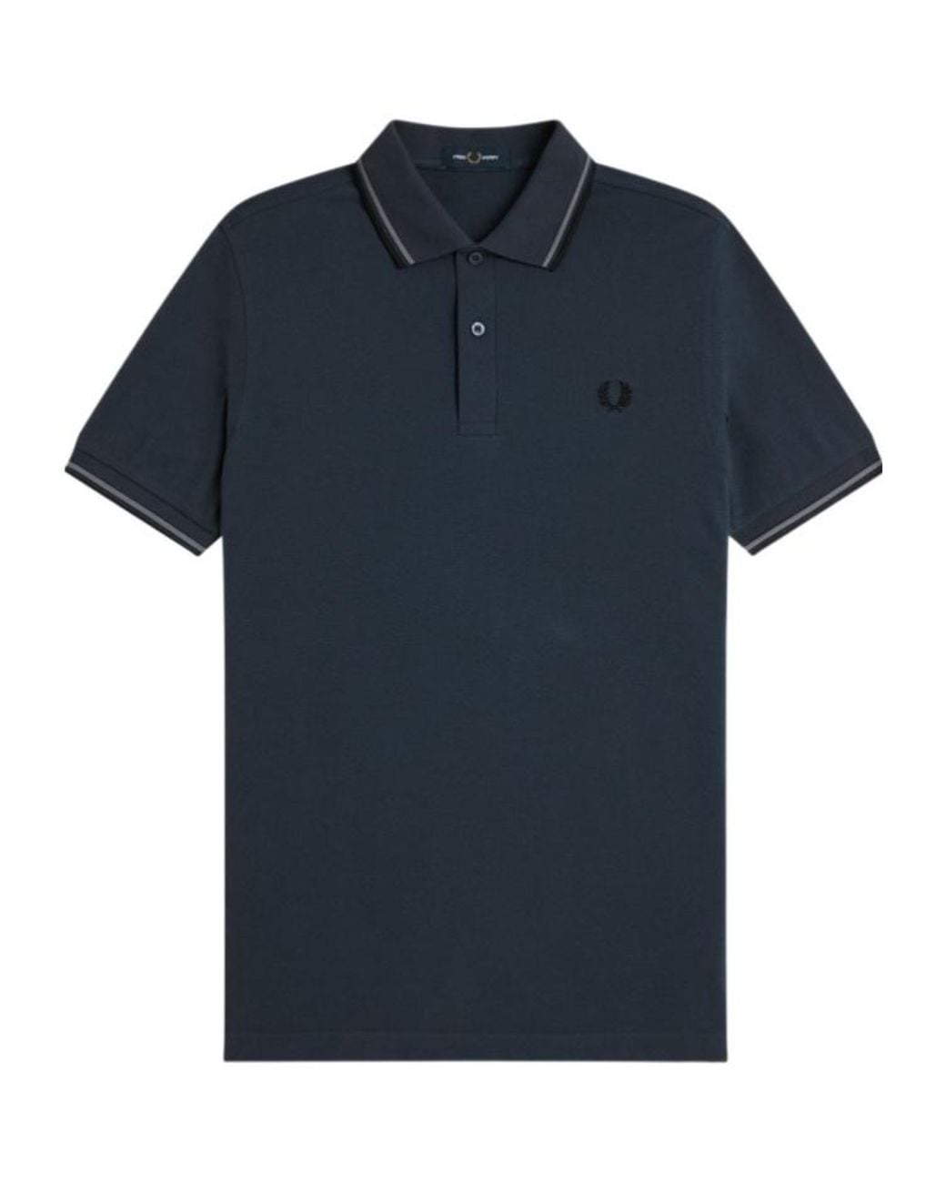 Fred Perry Blue Contrast-Trim Logo Polo Shirt for men